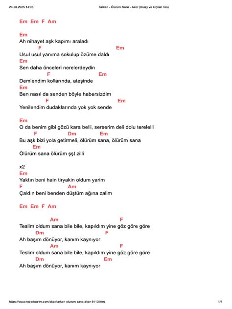 Şanışer Belki akor (Kolay ve Orjinal Ton).